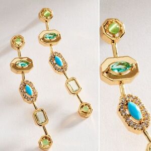 Anthropologie Shaped Stone Drop Earrings in Blue Mix